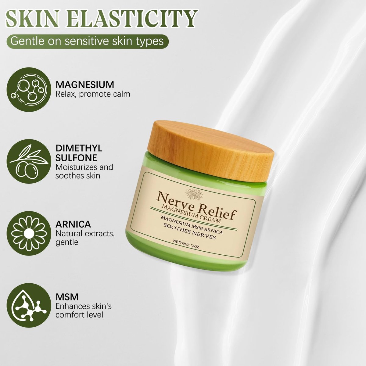 Holyarm 2-Pack Nerve Relief Cream with MSM & Arnica - Total Relief for Muscle Relaxation & Deep Hydration, 50g/1.76oz Each Avelisse