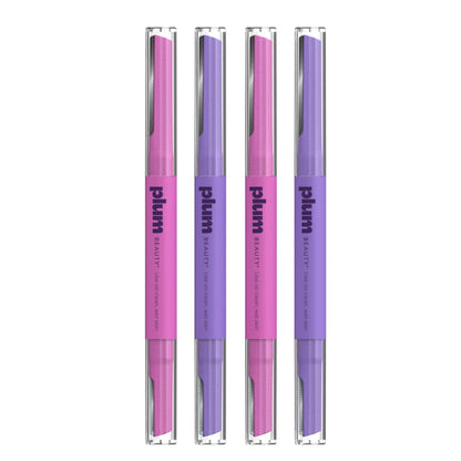 Plum Beauty Double-Sided Dermaplaning Razors (4-Pack) – Dual-Blade Facial Razors for Women - Precision & Large Blades for Brows, Upper Lip, & Cheeks - Peach Fuzz Remover & Exfoliating Face Tool