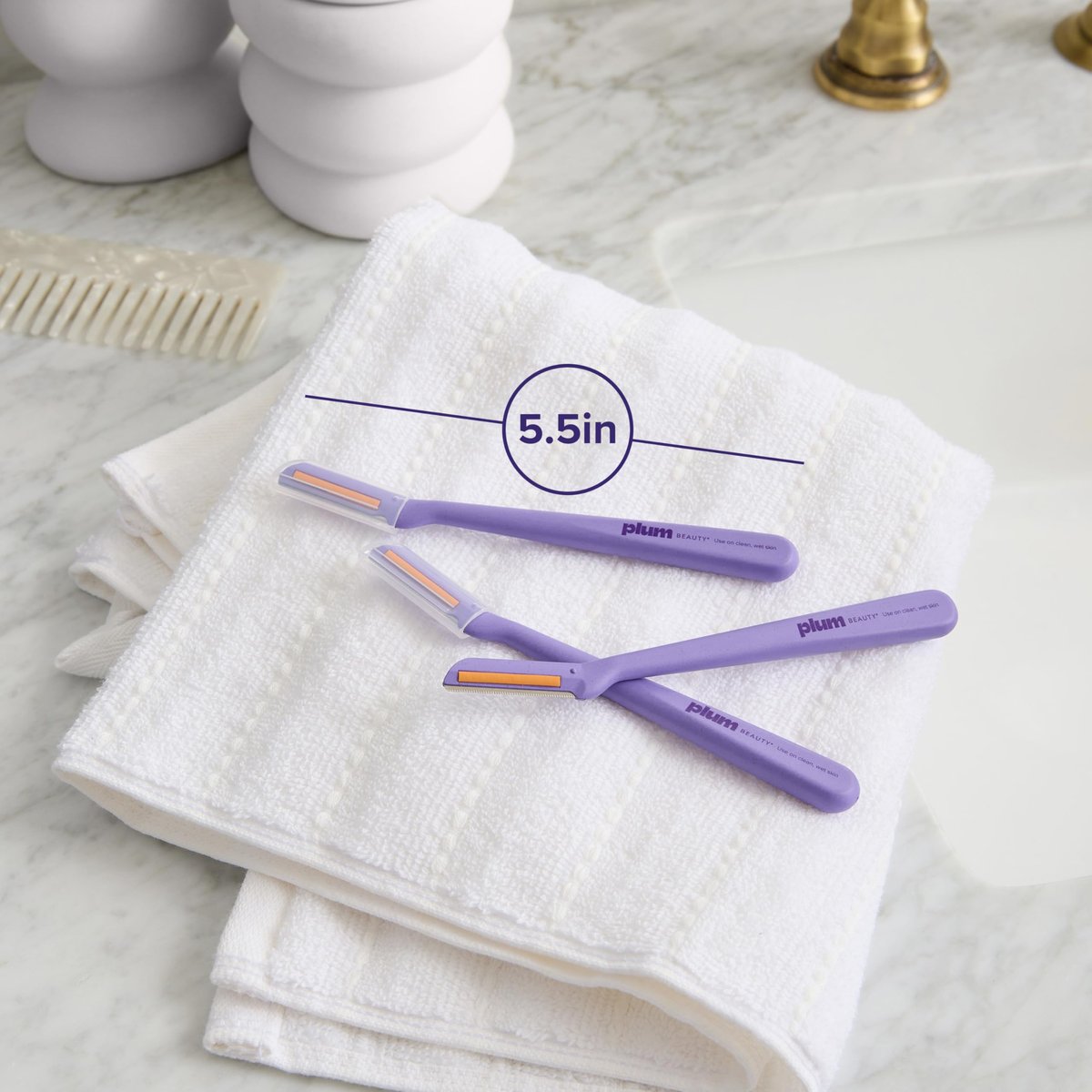 Plum Beauty Vitamin C Dermaplaning Razors (3-Pack) – Infused Facial Razors for Women, Peach Fuzz & Dead Skin Remover, Brightening Vitamin C Strip for Collagen Support & Skincare Absorption - görsel 7