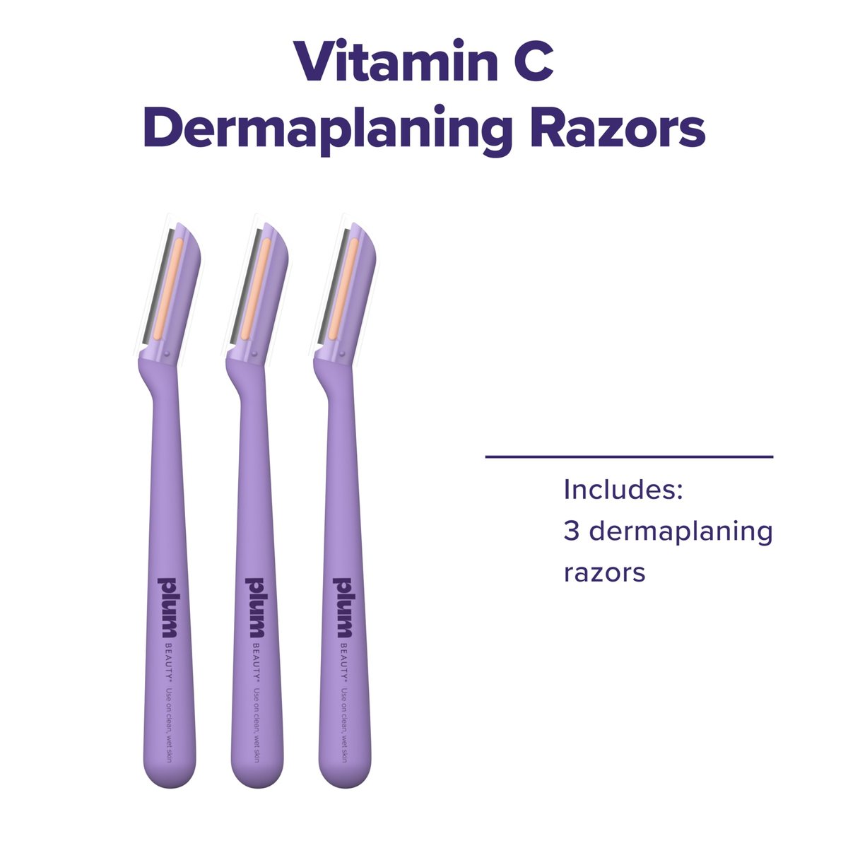 Plum Beauty Vitamin C Dermaplaning Razors (3-Pack) – Infused Facial Razors for Women, Peach Fuzz & Dead Skin Remover, Brightening Vitamin C Strip for Collagen Support & Skincare Absorption - görsel 9