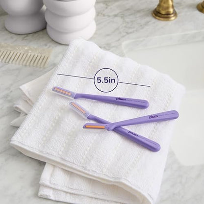 Plum Beauty Vitamin C Dermaplaning Razors (3-Pack) – Infused Facial Razors for Women, Peach Fuzz & Dead Skin Remover, Brightening Vitamin C Strip for Collagen Support & Skincare Absorption