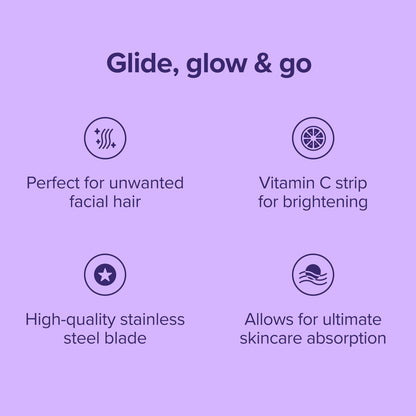 Plum Beauty Vitamin C Dermaplaning Razors (3-Pack) – Infused Facial Razors for Women, Peach Fuzz & Dead Skin Remover, Brightening Vitamin C Strip for Collagen Support & Skincare Absorption
