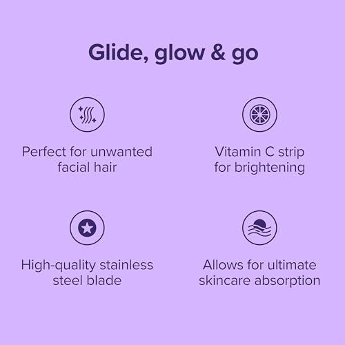 Plum Beauty Vitamin C Dermaplaning Razors (3-Pack) – Infused Facial Razors for Women, Peach Fuzz & Dead Skin Remover, Brightening Vitamin C Strip for Collagen Support & Skincare Absorption - görsel 6