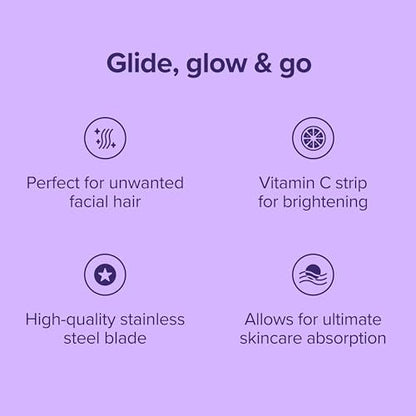 Plum Beauty Vitamin C Dermaplaning Razors (3-Pack) – Infused Facial Razors for Women, Peach Fuzz & Dead Skin Remover, Brightening Vitamin C Strip for Collagen Support & Skincare Absorption