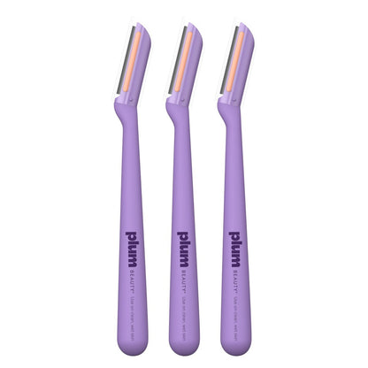 Plum Beauty Vitamin C Dermaplaning Razors (3-Pack) – Infused Facial Razors for Women, Peach Fuzz & Dead Skin Remover, Brightening Vitamin C Strip for Collagen Support & Skincare Absorption