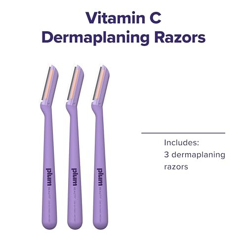 Plum Beauty Vitamin C Dermaplaning Razors (3-Pack) – Infused Facial Razors for Women, Peach Fuzz & Dead Skin Remover, Brightening Vitamin C Strip for Collagen Support & Skincare Absorption - görsel 10