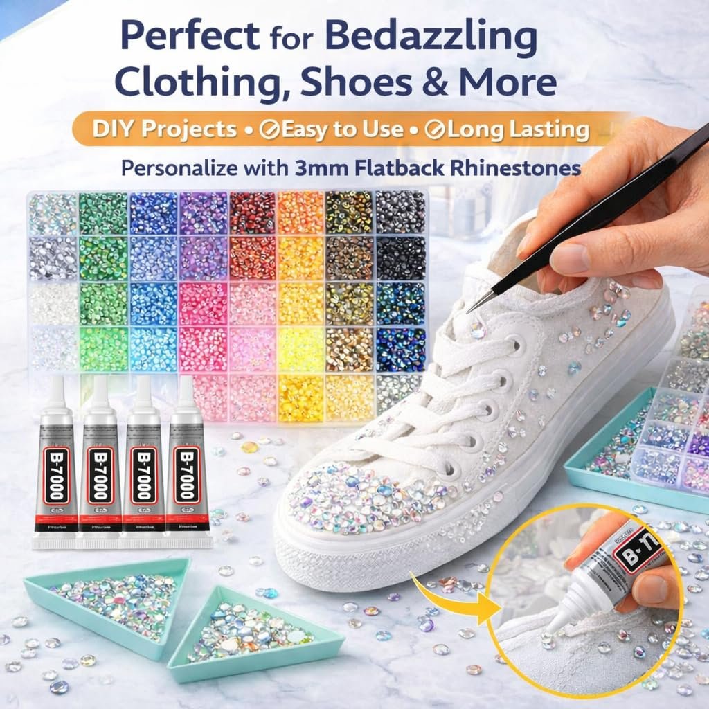 Badazzle Kit 40 Colors 35000PCS Resin Jelly Flatback Rhinestones - Bedazzling Kit with Tools for Crafts & DIY Projects Avelisse