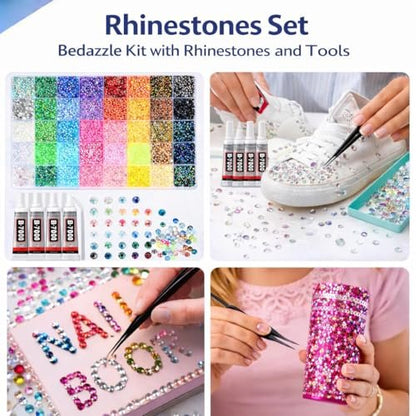 Badazzle Kit 40 Colors 35000PCS Resin Jelly Flatback Rhinestones - Bedazzling Kit with Tools for Crafts & DIY Projects Avelisse