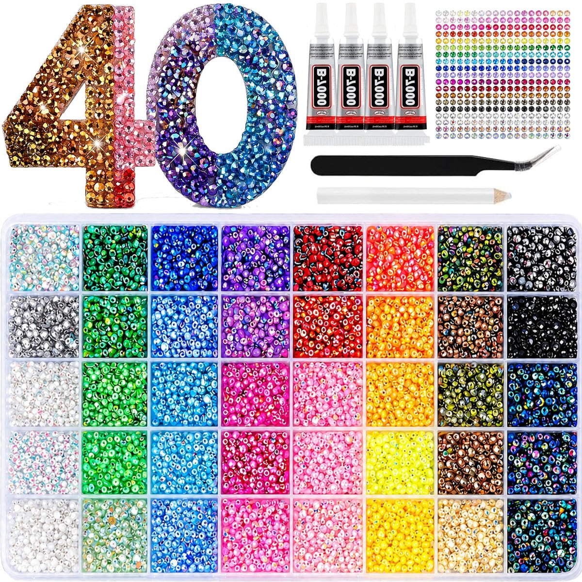 Badazzle Kit 40 Colors 35000PCS Resin Jelly Flatback Rhinestones - Bedazzling Kit with Tools for Crafts & DIY Projects Avelisse