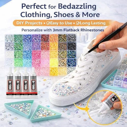 Badazzle Kit 40 Colors 35000PCS Resin Jelly Flatback Rhinestones - Bedazzling Kit with Tools for Crafts & DIY Projects Avelisse