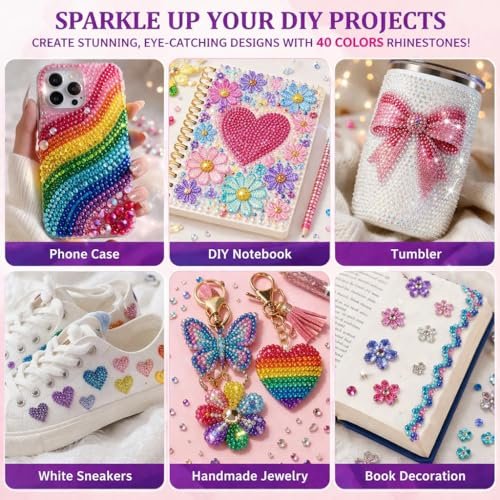Badazzle Kit 40 Colors 35000PCS Resin Jelly Flatback Rhinestones - Bedazzling Kit with Tools for Crafts & DIY Projects Avelisse