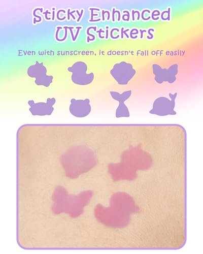 Beautistin UV Detection Stickers for Sunscreen – 80 Count Sun Protection Reminder Stickers, 8 Cute Patterns - görsel 10