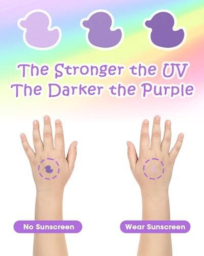 Beautistin UV Detection Stickers for Sunscreen – 80 Count Sun Protection Reminder Stickers, 8 Cute Patterns