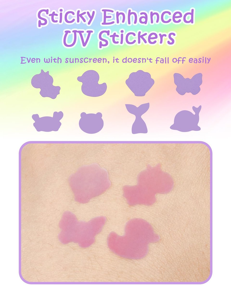 Beautistin UV Detection Stickers for Sunscreen – 80 Count Sun Protection Reminder Stickers, 8 Cute Patterns - görsel 9