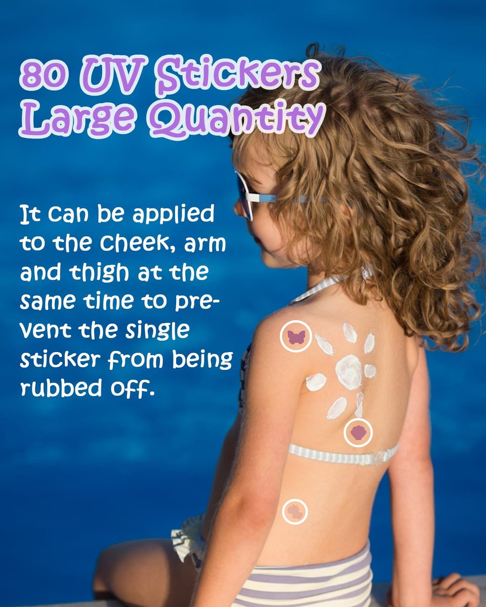 Beautistin UV Detection Stickers for Sunscreen – 80 Count Sun Protection Reminder Stickers, 8 Cute Patterns - görsel 11