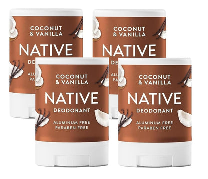Native Aluminum Free Deodorant, Coconut & Vanilla, Travel Size 0.5 oz (Pack of 4) - Natural Deodorant for Women and Men Avelisse