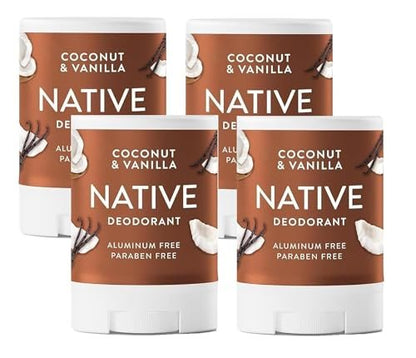 Native Aluminum Free Deodorant, Coconut & Vanilla, Travel Size 0.5 oz (Pack of 4) - Natural Deodorant for Women and Men Avelisse