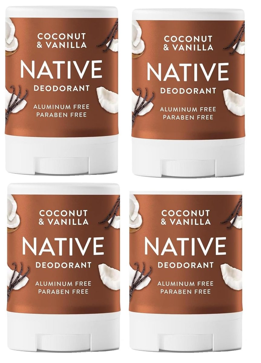 Native Aluminum Free Deodorant, Coconut & Vanilla, Travel Size 0.5 oz (Pack of 4) - Natural Deodorant for Women and Men Avelisse