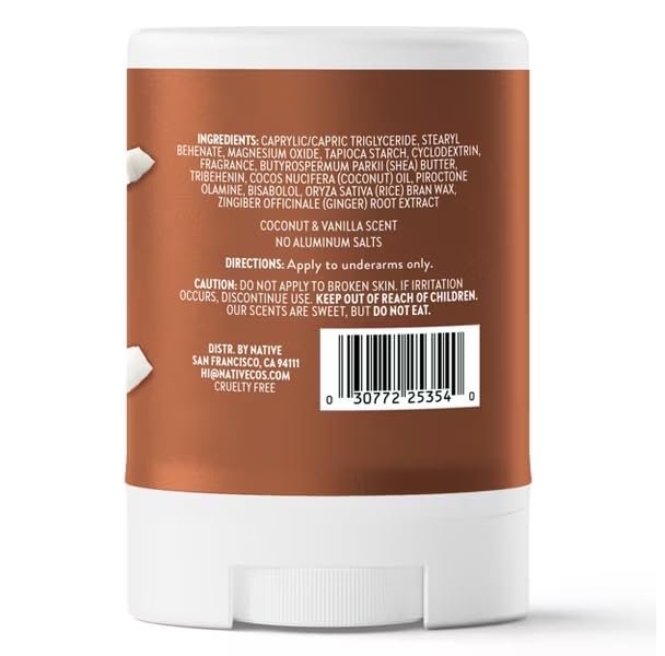 Native Aluminum Free Deodorant, Coconut & Vanilla, Travel Size 0.5 oz (Pack of 4) - Natural Deodorant for Women and Men Avelisse