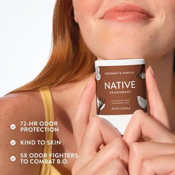 Native Aluminum Free Deodorant, Coconut & Vanilla, Travel Size 0.5 oz (Pack of 4) - Natural Deodorant for Women and Men Avelisse
