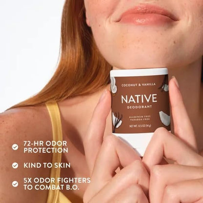Native Aluminum Free Deodorant, Coconut & Vanilla, Travel Size 0.5 oz (Pack of 4) - Natural Deodorant for Women and Men Avelisse