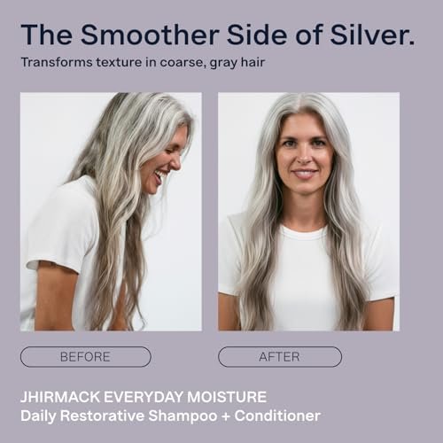 Jhirmack Silver Everyday Moisture Daily Restorative Shampoo and Conditioner Set for Silver, Grey, and White Hair - 12 fl oz Each Avelisse