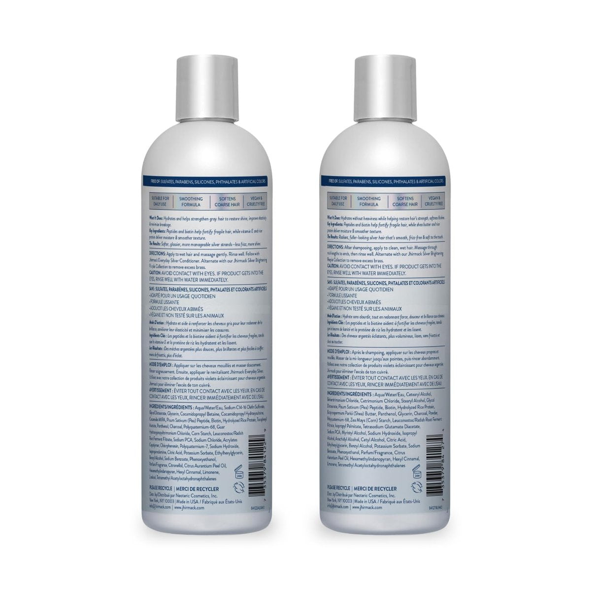 Jhirmack Silver Everyday Moisture Daily Restorative Shampoo and Conditioner Set for Silver, Grey, and White Hair - 12 fl oz Each Avelisse