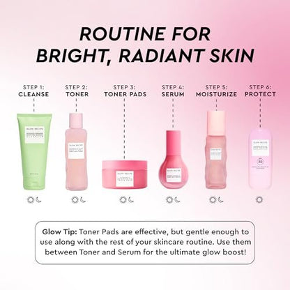 Glow Recipe Vitamin C Brightening Toner Pads - Korean Vitamin C Face Pads for Dark Circles Under-Eye and Cheeks - Light Face Exfoliator - Niacinamide, Caffeine, Guava - Fragrance-Free (60 Count) Avelisse