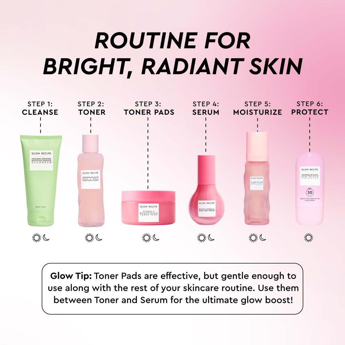 Glow Recipe Vitamin C Brightening Toner Pads - Korean Vitamin C Face Pads for Dark Circles Under-Eye and Cheeks - Light Face Exfoliator - Niacinamide, Caffeine, Guava - Fragrance-Free (60 Count) Avelisse