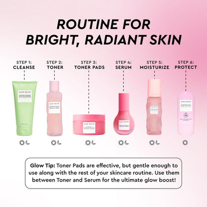 Glow Recipe Vitamin C Brightening Toner Pads - Korean Vitamin C Face Pads for Dark Circles Under-Eye and Cheeks - Light Face Exfoliator - Niacinamide, Caffeine, Guava - Fragrance-Free (60 Count) Avelisse