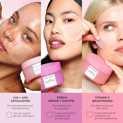 Glow Recipe PDRN+ Repair + Soothe Toner Pads - Fragrance-Free Face Toner Pads for Sensitive Skin - Barrier Repair, Redness Reducing + Calming Hydration with Centella - Korean Skin Care (60 Face Pads) Avelisse