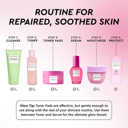 Glow Recipe PDRN+ Repair + Soothe Toner Pads - Fragrance-Free Face Toner Pads for Sensitive Skin - Barrier Repair, Redness Reducing + Calming Hydration with Centella - Korean Skin Care (60 Face Pads) Avelisse