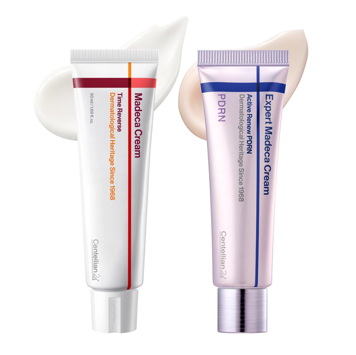 CENTELLIAN 24 Madeca Cream Time Reverse & Active Renew PDRN Duo (2 x 1.69 fl oz) – Firming, Wrinkle Care, Elasticity & Hydration with Centella, TECA PDRN & Hyaluronic Acid, Korean Moisturizer Avelisse