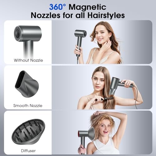 lpstea Professional Ionic Hair Dryer - High Speed Fast Drying, Constant Temperature Hair Care with Diffuser for Home Salon Travel, Dark Avelisse