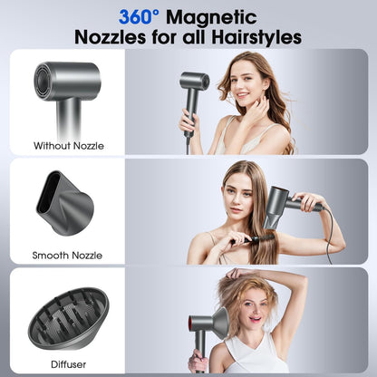 lpstea Professional Ionic Hair Dryer - High Speed Fast Drying, Constant Temperature Hair Care with Diffuser for Home Salon Travel, Dark Avelisse