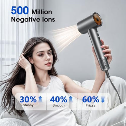 lpstea Professional Ionic Hair Dryer - High Speed Fast Drying, Constant Temperature Hair Care with Diffuser for Home Salon Travel, Dark Avelisse