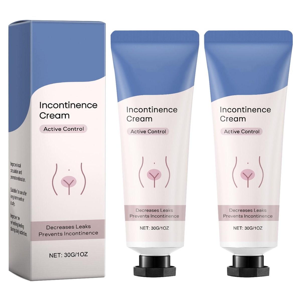 Egmsic 2-Pack Incontinence Cream for Women - Moisturizing Body Cream for Incontinence Control, Lightweight & Non-Greasy Formula (0.5 Fl Oz Each) Avelisse