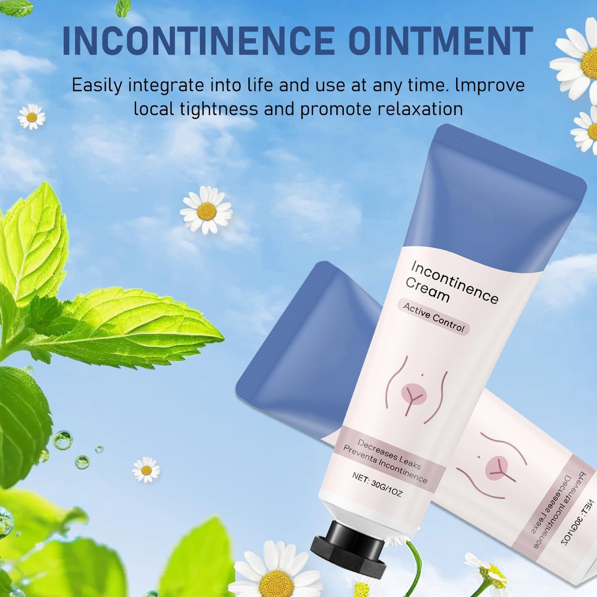 Egmsic 2-Pack Incontinence Cream for Women - Moisturizing Body Cream for Incontinence Control, Lightweight & Non-Greasy Formula (0.5 Fl Oz Each) Avelisse