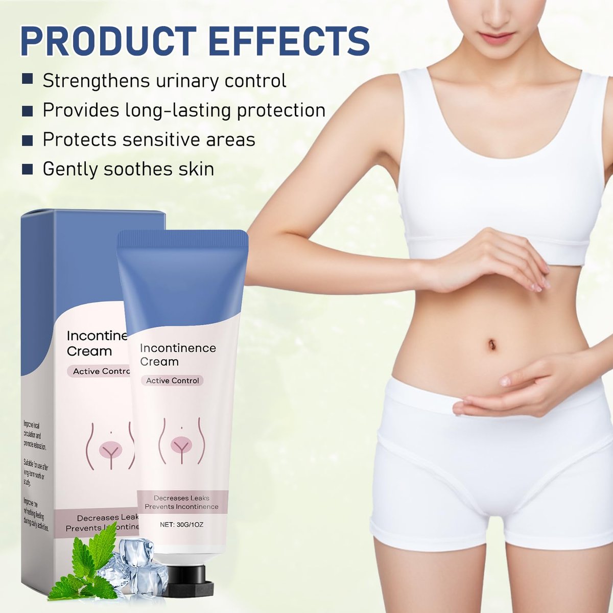 Egmsic 2-Pack Incontinence Cream for Women - Moisturizing Body Cream for Incontinence Control, Lightweight & Non-Greasy Formula (0.5 Fl Oz Each) Avelisse