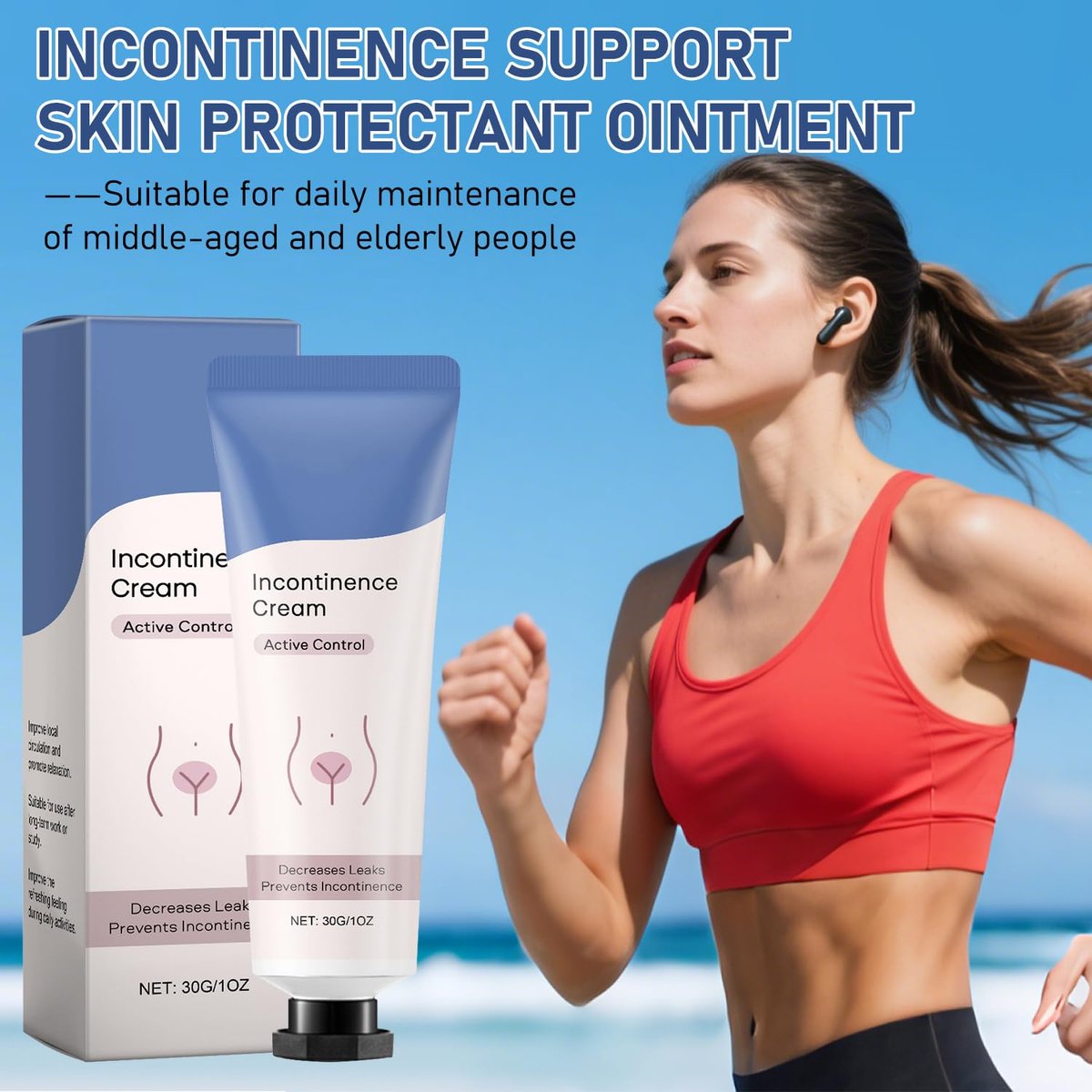 Egmsic 2-Pack Incontinence Cream for Women - Moisturizing Body Cream for Incontinence Control, Lightweight & Non-Greasy Formula (0.5 Fl Oz Each) Avelisse