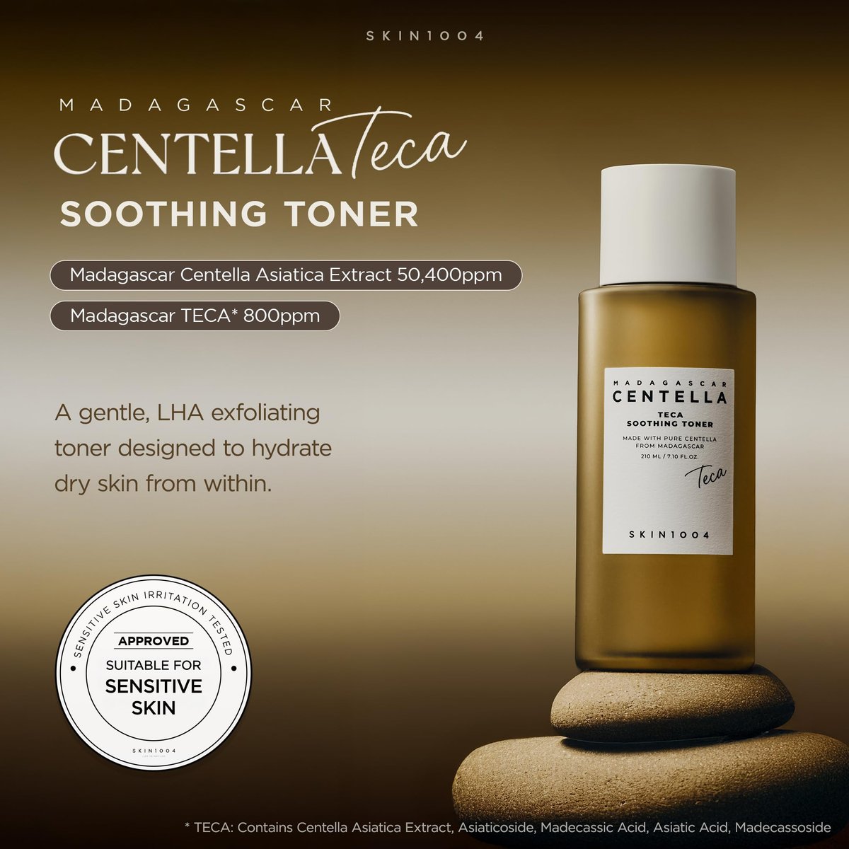 SKIN1004 Madagascar Centella TECA Soothing Toner – Korean Centella Toner with TECA & PDRN for Sensitive Skin, Gentle Exfoliation with LHA, 7.10 fl oz (210ml) Avelisse
