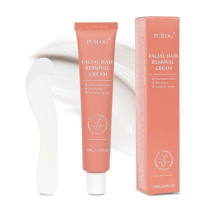 PUILOG Painless Gentle Facial Hair Removal Cream for Women - Sensitive Skin Depilatory Cream with Spatula, 1.69 Fl Oz Avelisse