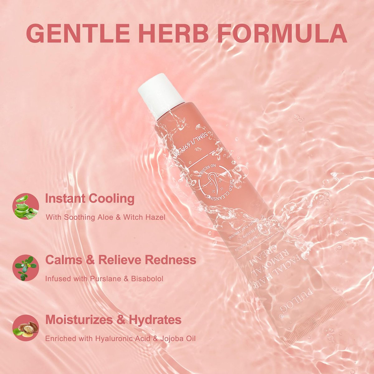 PUILOG Painless Gentle Facial Hair Removal Cream for Women - Sensitive Skin Depilatory Cream with Spatula, 1.69 Fl Oz Avelisse
