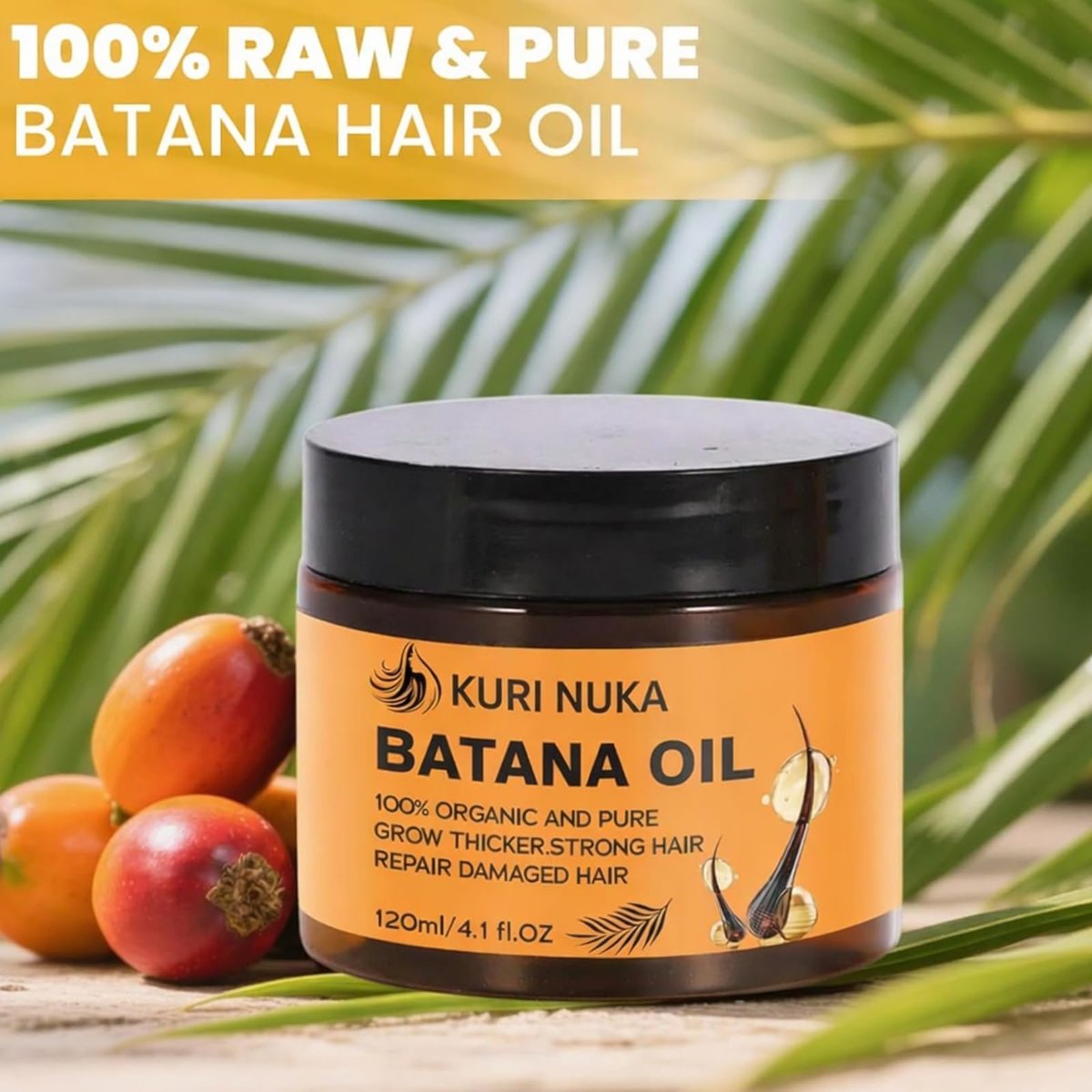 Batana Natural Hair Oil – Raw & Unrefined for Hair Growth, Prevents Hair Loss & Boosts Thickness for Men & Women (4.2 Fl Oz) Avelisse