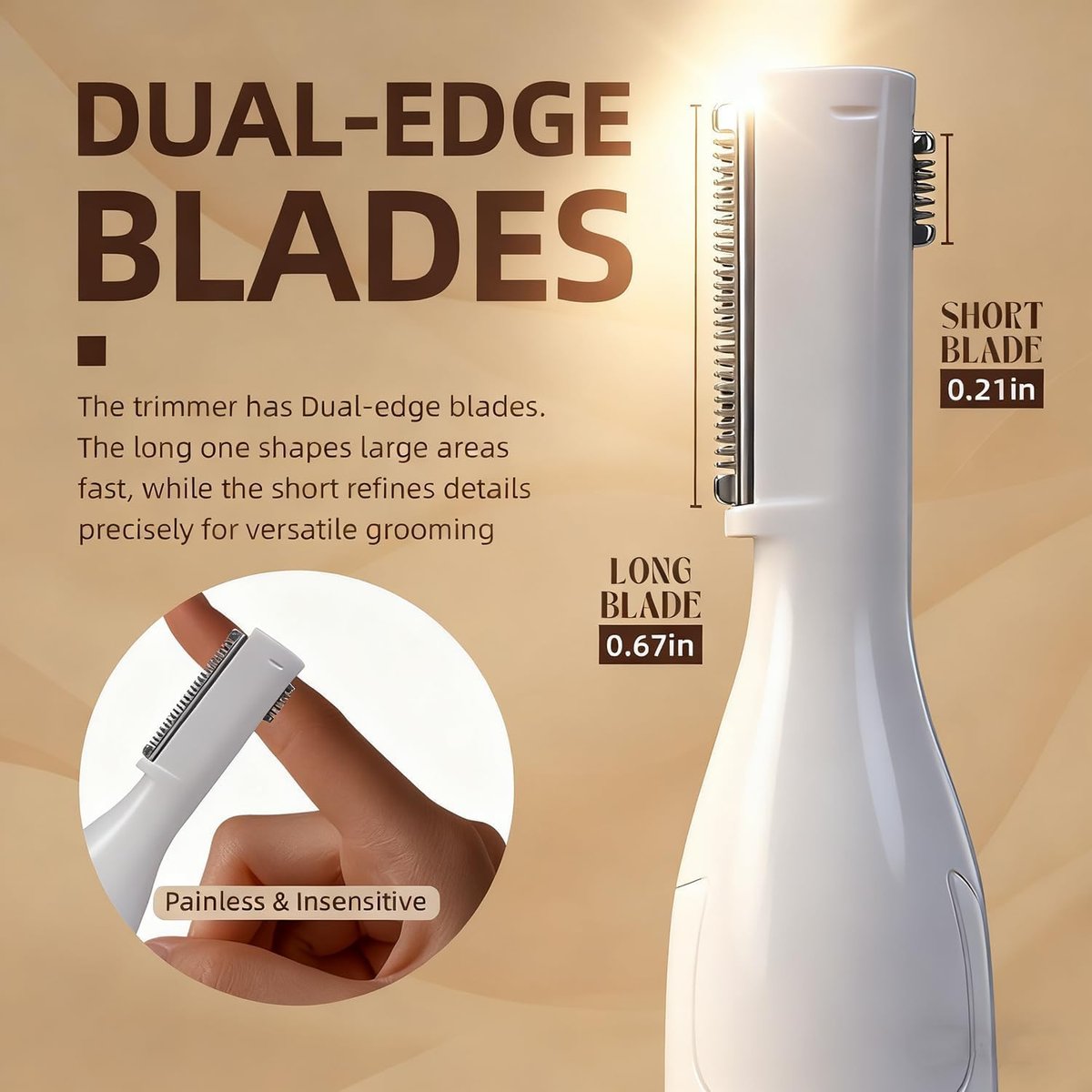 SleekSnip 2025 Eyebrow Trimmer Facial Shaver for Women - Painless Facial Hair Remover, Mini Personal Grooming Tool with Combs - görsel 5