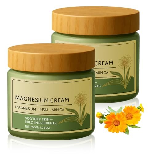 rooroopet Magnesium Cream with MSM & Arnica – 2-Pack Mild Skin Soothing Body Care Cream, 50g Each Avelisse