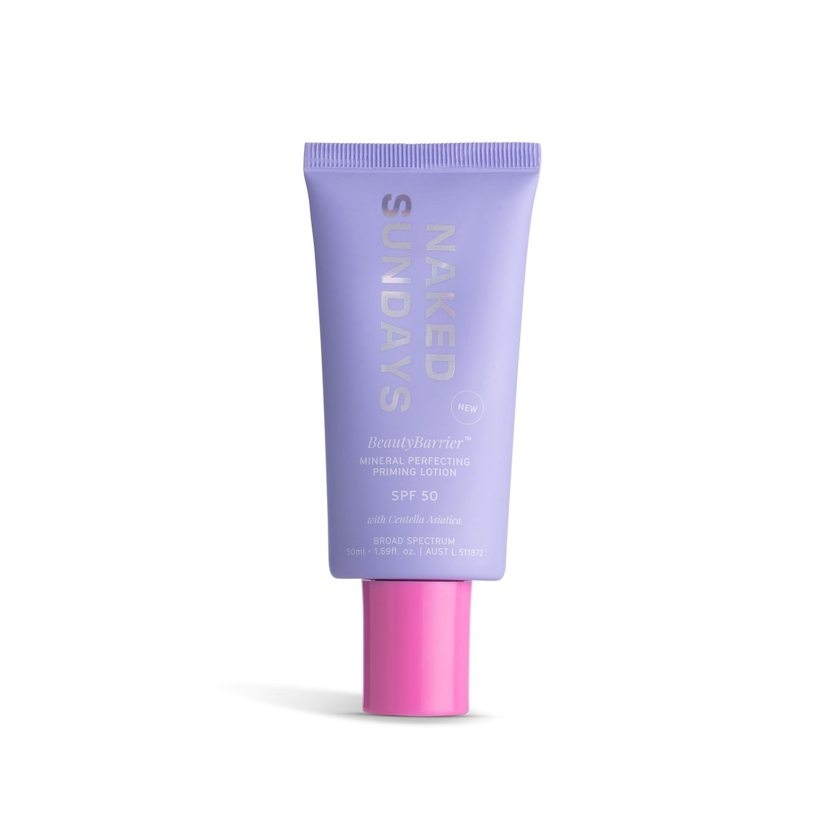 Naked Sundays BeautyBarrier Mineral Perfecting Priming Lotion SPF 50 – Sensitive Skin Mineral Sunscreen Primer with Zinc Oxide & Centella Asiatica (Cica), 50ml Avelisse