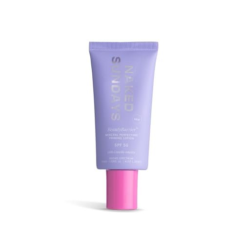 Naked Sundays BeautyBarrier Mineral Perfecting Priming Lotion SPF 50 – Sensitive Skin Mineral Sunscreen Primer with Zinc Oxide & Centella Asiatica (Cica), 50ml Avelisse
