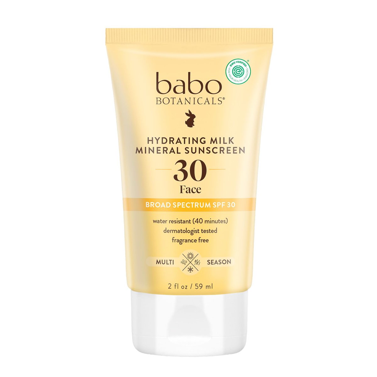 Babo Botanicals Hydrating Milk Mineral Sunscreen SPF 30 - Natural Zinc Oxide, Dewy Finish, Water Resistant, Fragrance-Free, EWG Verified, Vegan Face Sunscreen for Sensitive Skin, 2 oz Avelisse