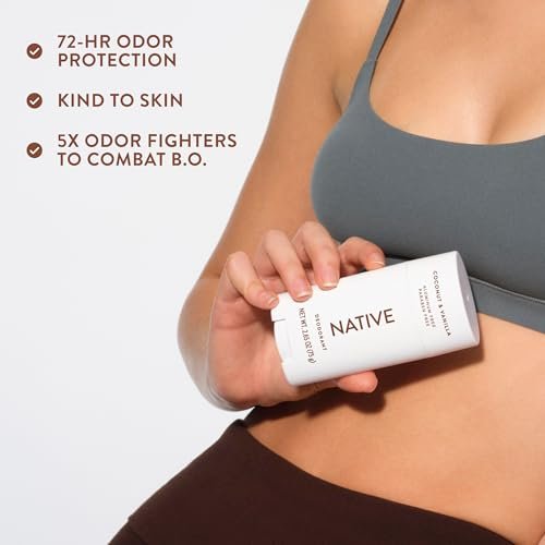 Native Deodorant Coconut & Vanilla, 3-Pack – Aluminum-Free, 72-Hour Odor Control with Naturally Derived Ingredients Avelisse